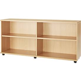 Schäfer Shop Select Boekenkast van hout, 2 legborden, B 1600 mm x D 421 x H 750 mm, ahorn