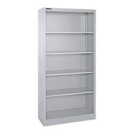 Schäfer Shop Select MS iCONOMY stalen boekenkast, 5 OH, B 800 x D 400 x H 1935 mm, blank aluminium RAL 9006