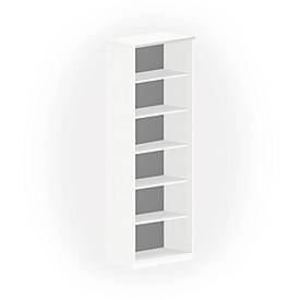 NEVADA boekenkast, 6 OH, B 800 x D 445 x H 2220 mm, wit