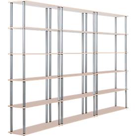 Complete aanbieding 3 boekenkasten, elk met 6 legborden (5 ordnerhoogten)