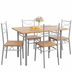 Casaria Essgruppe Paul, (5-tlg), Esstisch mit 4 Stühlen für Esszimmer Küche 5tlg. Sitzgruppe Robust