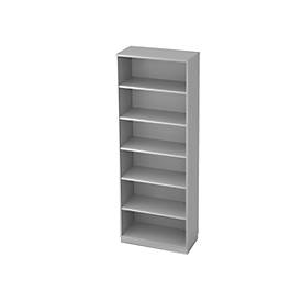 Boekenkast, spaanplaat, B 800 x D 400 mm, 6 OH, lichtgrijs