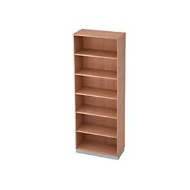 Boekenkast, spaanplaat, B 800 x D 400 mm, 6 OH, notenhoutdecor
