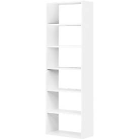 Pombal wandboekenkast, 6 OH, B 740 x D 340 x H 2240 mm, uitbreidbaar, wit