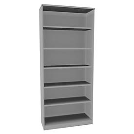 Schäfer Shop Genius TETRIS SOLID boekenkast, staal, 6 OH, B 800 x D 413 x H 2239 mm, blank aluminium
