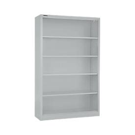 Schäfer Shop Select MS iCONOMY stalen boekenkast, 5 OH, B 1200 x D 400 x H 1935 mm, blank aluminium RAL 9006