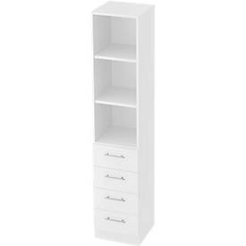 VIOLA - Regalschrank, 2 Fachböden offen, 4 Schubladen, weiß