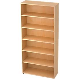 TOPAS LINE boekenkast, spaanplaat, 6 OH, 5 legborden, B 1000 x D 400 x H 2156 mm, ahorndecor