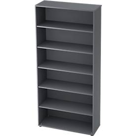 TOPAS LINE boekenkast, spaanplaat, 6 OH, 5 legborden, B 1000 x D 400 x H 2156 mm, grafiet