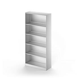 Schäfer Shop Genius TETRIS SOLID boekenkast, staal, 5 OH, B 1000 x D 413 x H 2143 mm, blank aluminium