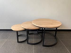 Industrielemeubelshop Eikenhouten salontafel set Francis