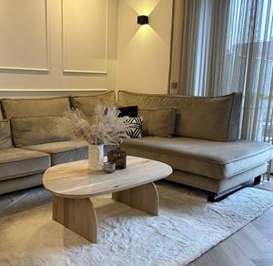 Industrielemeubelshop Kiezelvormige eikenhouten salontafel Betty