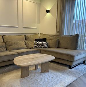 Industrielemeubelshop Kiezelvormige eikenhouten salontafel Cecile
