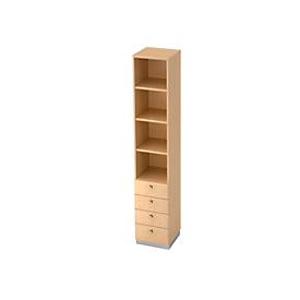 Combi-boekenkast 3 legborden + 4 laden, spaanplaat, B 400 x D 420 x H 2200 mm, ahorndecor