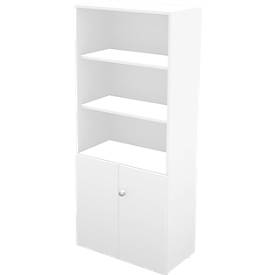 Schäfer Shop Genius TETRIS WALL combi-boekenkast, 5 OH, 3 open vakken + 2 deuren, B 800 x D 440 x H 1880 mm, wit