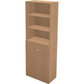 Schäfer Shop Genius TETRIS WALL combi-boekenkast, 6 OH, 3 open vakken + 2 deuren, B 800 x D 440 x H 2250 mm, beukendecor