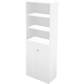 Schäfer Shop Genius TETRIS WALL combi-boekenkast, 6 OH, 3 open vakken + 2 deuren, B 800 x D 440 x H 2250 mm, wit