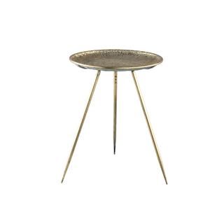 PTMD Collection Ronan Gold metal side table round with three legs