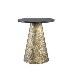 PTMD Collection Yvette Gold metal sidetable with cone bottom high