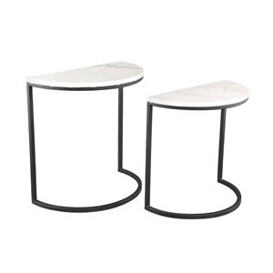 PTMD Collection Millie White Marble sidetable half cut SV2