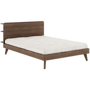 Karup Ledikantframe RETREAT BED van massief grenen met lattenbodem, hoofdbord met 3 legplanken