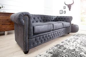 Invicta Interior Bank Chesterfield 3-zits grijs met antieke uitstraling / 37391