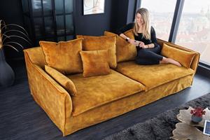Invicta Interior Sofa Heaven 3-zits 210cm mosterdgeel fluweel/ 40831