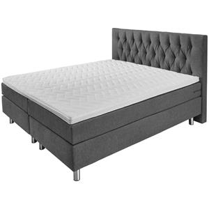 ERWIN M. Boxspringbed Premium Meubelstof, hoofdbord Chesterfield; 180x200x69 cm (BxLxH); antraciet; hard