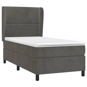 vidaXL Bettgestell Boxspringbett mit Matratze Dunkelgrau 90x190 cm Samt Bett Bettgestell