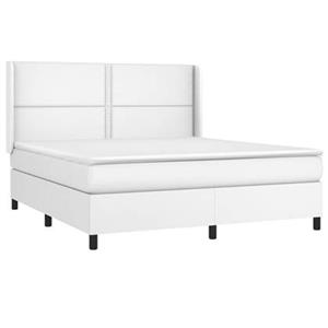 VidaXL Boxspring met matras en LED kunstleer wit 180x200 cm