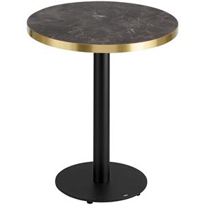 Vega Bijzettafel Marvani stalen frame; 46.5x50 cm (HxØ); Tafelblad goud/zwart/gemarmerd, frame zwart; rond