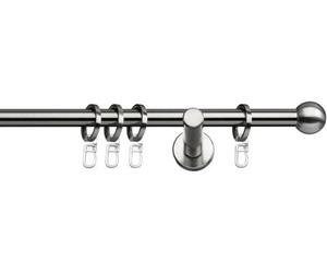 Gardinenstange Formentor, indeko, Ø 12 mm, 1-läufig, Fixmaß, verschraubt, Stahl, Komplett-Set inkl. Ringen und Montagematerial