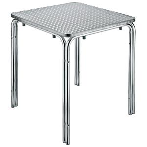 PULSIVA Aluminium tafel Limona vierkant stapelbaar; 80x80x70 cm (LxBxH); Tafelblad zilver, frame zilver; vierkant