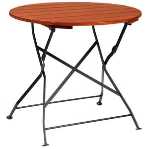 Vega Tafel Bavaria rond; 74x80 cm (HxØ); Tafelblad kastanje, frame zwart; rond