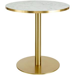 Vega Tafel Marvani Frame roestvrij staal; 75x80 cm (HxØ); Tafelblad goud/wit/gemarmerd, frame goud; rond
