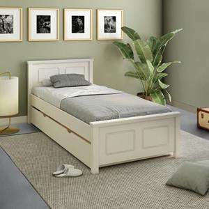 Lüttenhütt Bett ""ERIK ", optional mit Schublade, in mehreren Größen", zertifiziertes Massivholz, Landhausstil mit Kassettenoptik