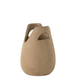 J-Line Vaas Handvat Keramiek Beige Small
