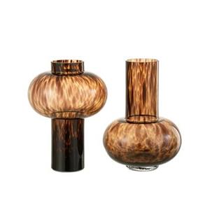 J-Line Vaas Grenade Glas Bruin|Zwart Assortiment Van Twee