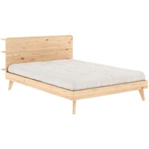 Karup Design Bettgestell "RETREAT BED", aus Kiefer massiv mit Lattenrost, Kopfteil mit 3 Ablagen