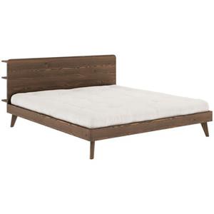 Karup Design Bettgestell "RETREAT BED", aus Kiefer massiv mit Lattenrost, Kopfteil mit 3 Ablagen