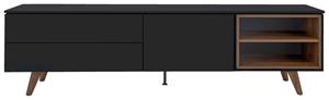 Tenzo Plain Tv-meubel 210 Cm - Zwart/Walnoot
