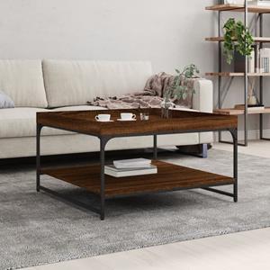 VidaXL Salontafel 80x80x45 cm bewerkt hout en ijzer bruin eikenkleur