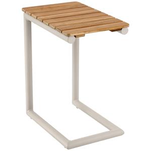 Vega Bijzettafel Amalfia; 47x30x54 cm (LxBxH); Tafelblad naturel, frame lichtgrijs; rechthoekig