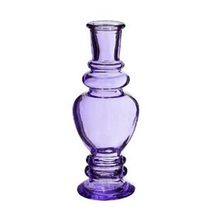 Ideas 4 Seasons Bloemenvaas Venice - voor kleine stelen/boeketten - gekleurd glas - helder paars - D5,7 x H15 cm -