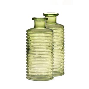 Set van 2x stuks glazen stijlvolle bloemenvaas transparant groen D14.5 en H31 cm -