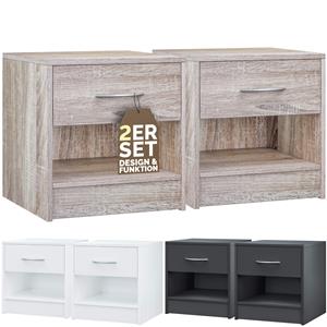 Casaria Nachtkastje Kiel set van 2 Eik 41x39x28cm