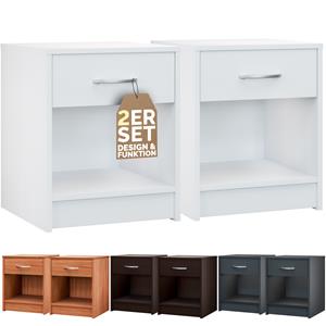 Casaria Nachtkastje Hamburg set van 2 Wit 50x40x35cm