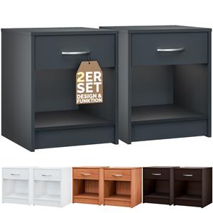 Casaria Nachtkastje Hamburg set van 2 Antraciet 50x40x35cm