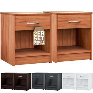 Casaria Nachtkastje Hamburg set van 2 Kersenhout 50x40x35cm