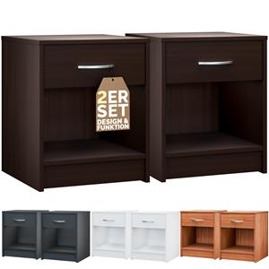 Casaria Nachtkastje Hamburg set van 2 Wengé look 50x40x35cm